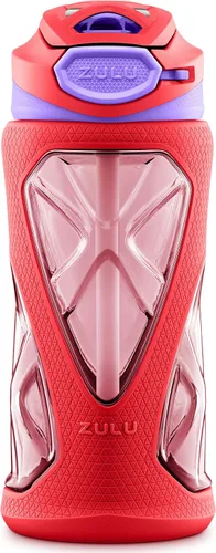 Vista 15 de ZULU Torque 16oz Plastic Kids Water Bottle with Silicone Sleeve and Leak-Proof Locking Flip Lid, Soft Touch Carry Loop for School Backpack