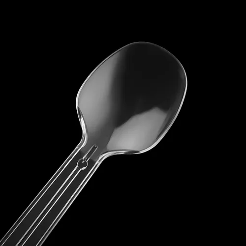 Vista 8 de Paquete de 200 cucharas de plástico transparente de 4 pulgadas, mini cucharas de postre, vajilla pequeña de plástico transparente para cocina