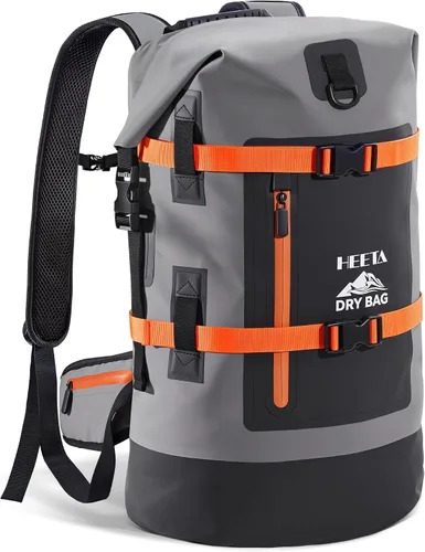 Vista 10 de HEETA - Bolsas secas impermeables para hombres y mujeres, mochila de 40 L, con parte superior enrollable, mochila de senderismo resistente para Negro