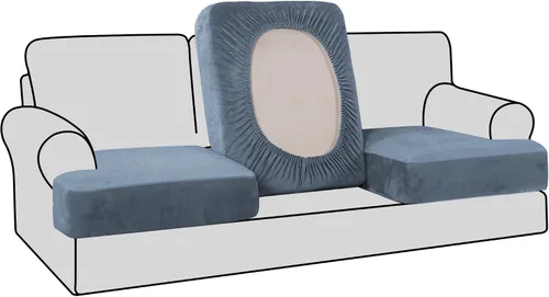 Vista 33 de H.VERSAILTEX Fundas de terciopelo elástico para silla con cojín en forma de T para sala de estar, funda de sofá, funda de asiento con cojín