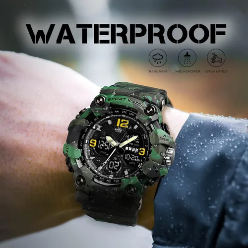 Vista 4 de BURK 1742 Men's Watches Multifunction Watch Men Sports Wristwatches Military Shockproof Fashion Digital Waterproof