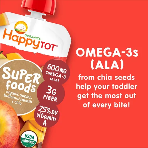 Vista 6 de HAPPYTOT Organics Stage 4 - Bolsas de comida para bebés, sin gluten, aperitivo vegano, SuperFoods puré de frutas y verduras, manzanas, calabaza