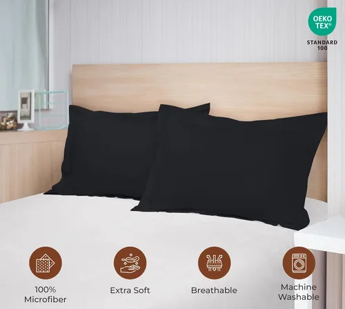Vista 5 de Royale Linens Paquete de 2 fundas de almohada de tamaño estándar de 20 x 26 pulgadas, microfibra cepillada, fundas de almohada de cama, resistentes