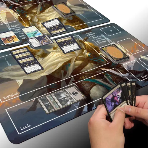 Vista 5 de Juego de mesa MTG Playmat Games Tamaño 60X35 cm CCG Compatible para TCG RPG CCG Play Mats (Ajani Steadfast-Zone)