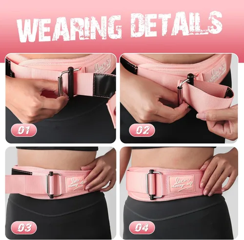 Vista 5 de Cinturón de Levantamiento para Mujeres (4 Pulgadas de Ancho) Cinturón de Levantamiento de Pesas Autobloqueante para Damas Gimnasio Entrenamiento