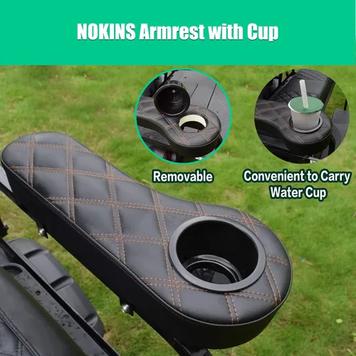 Vista 5 de NOKINS Reposabrazos de carrito de golf con portavasos para EZGO/Club Car/Yamaha y la mayoría de carritos de golf, marco de soporte de acero