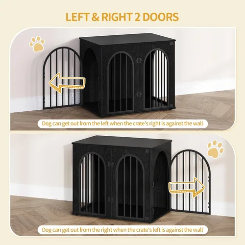 Vista 8 de Hzuaneri Jaula de Madera para Perros de 26.8'', Muebles de Jaula para Perros de Interior, Jaula para Perros Pequeños, Jaulas de Servicio Pesado