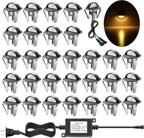 Vista 47 de Luz LED para escaleras, bajo voltaje, impermeable, IP65, para exteriores, 1-2/5 pulgadas, de madera empotrada, iluminación LED de terraza, patio