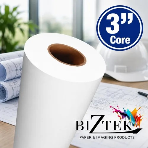Vista 3 de Papel de formato ancho de 17 pulgadas x 500 pies, ingeniería de bonos de 20 libras, 92 brillantes, 4 rollos, núcleo de 3 pulgadas
