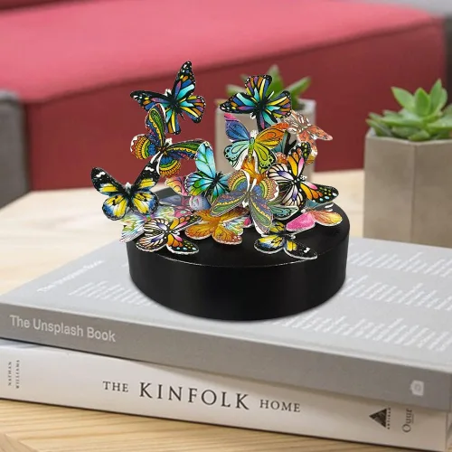 Vista 3 de Escultura de escritorio, mariposas, juguete de escritorio para aliviar el estrés, juguete para la ansiedad, regalo de oficina (22 mariposas)