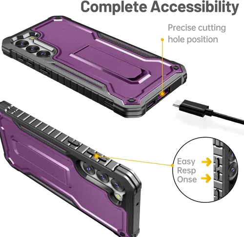 Vista 3 de FITO Funda para Samsung Galaxy S23 Plus, doble capa a prueba de golpes resistente para Samsung S23 Plus con protector de pantalla, soporte integrado