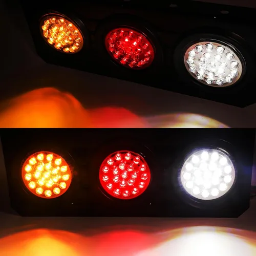 Vista 3 de 2 PCS Luces Traseras LED para Remolque de Camión con Base de Soporte de Hierro, Luces Traseras LED Redondas de 12V-24V para Lámparas