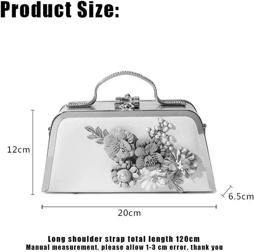 Vista 2 de WYKD - Bolso de mano de cuero para mujer, para boda, boda, boda, cadena de flores de perlas, bolsas de noche