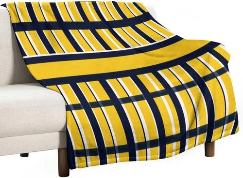 Vista 46 de Manta de rayas náuticas amarillas y azul marino, moderna, ultrasuave, manta de microfibra para sofá, cama para niños y adultos, 30 x 40 pulgadas