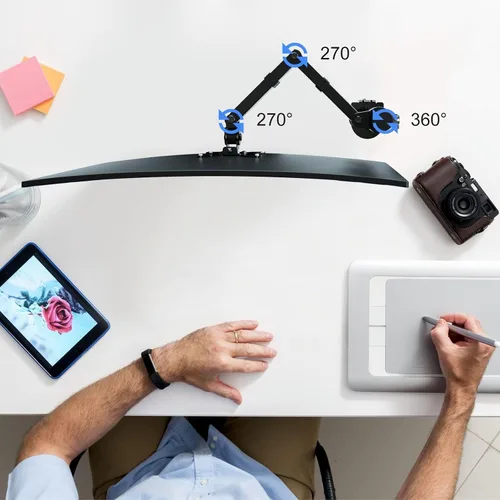 Vista 3 de [Usado] Pholiten Soporte de escritorio con brazo de monitor único
