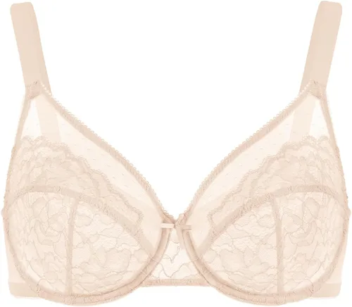 Vista 5 de HSIA Sujetadores minimizadores para mujer Enchante Lace Underwire Bra para Beige almendra