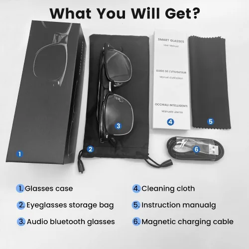 Vista 7 de Lentes inteligentes con Bluetooth, para hombres y mujeres, control táctil, protección UV al aire libre y control de voz, llamadas manos libres