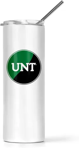 Vista 11 de University of North Texas - Vaso delgado para agua, acero inoxidable, vaso con popote y tapa, doble pared, de acero inoxidable