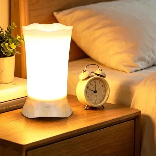 Vista 3 de Luz nocturna LED, lámpara de noche con sensor de movimiento PIR inalámbrico, luz nocturna, utiliza 3 pilas de 1.5 VAA, luz alimentada para sala