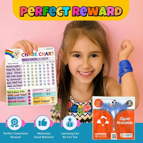 Vista 6 de UpBrands Paquete de 12 pulseras azules con cremallera de 7 pulgadas, recuerdos de fiesta inspirados en el océano para el Día Mundial de los Océanos