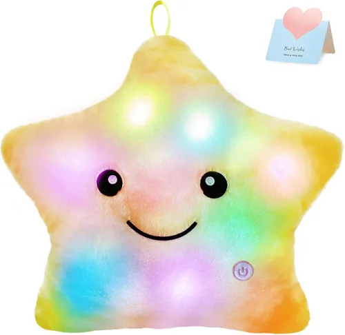 Vista 12 de WEWILL Almohada de felpa suave con estrella brillante LED de 9'' de la marca Wewill, almohada de peluche con luz estelar iluminada con luces