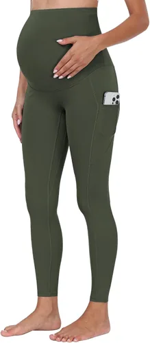 Vista 25 de WHOUARE Leggings de maternidad sobre el vientre con bolsillos para mujer, cintura alta, entrenamiento, pantalones de yoga