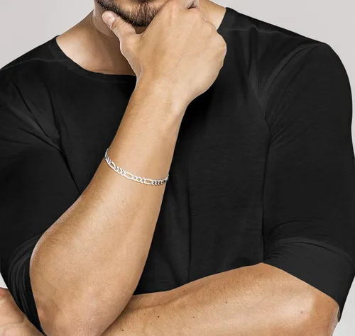 Vista 3 de MiaBella Solid 925 Sterling Silver Italian 5mm Diamond-Cut Figaro Chain Bracelet for Women Men Made in Italy