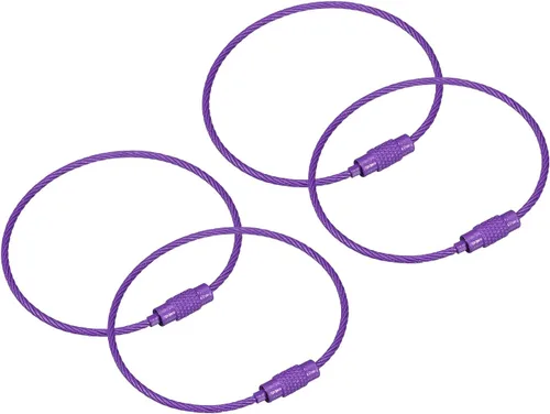 Vista 20 de uxcell Llaveros de cable, llaveros de alambre para cordones, llaveros