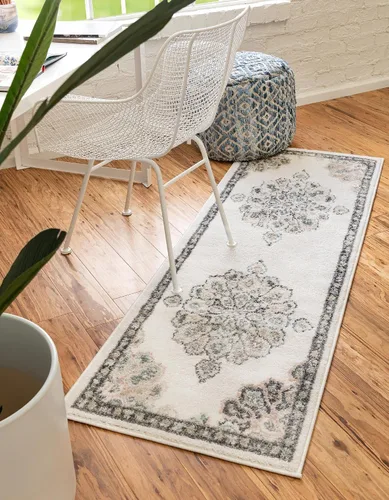 Vista 30 de Unique Loom Parker Collection - Alfombra de área Kokulu (2 x 3 pies, rectangular, aguamarina/beige)