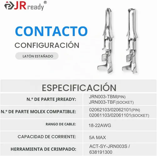 Vista 4 de JRready ST6480 Kit de clavijas de conector eléctrico de 2, 3, 4, 6, 9 y 12 pines con herramienta extractora de terminales de crimpado. 160 juegos.
