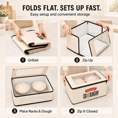 Vista 14 de BLUBYEES Caja de fermentación plegable mejorada con calefacción de 3 lados, sensor NTC incorporado y control preciso de temperatura de 68-104°F