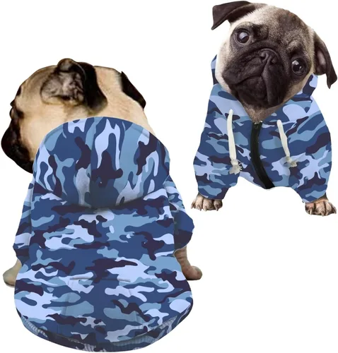 Vista 35 de Howilath Sudaderas con la bandera estadounidense para perros medianos, abrigo de invierno con diseño de pata de cachorro, ropa cálida con capucha