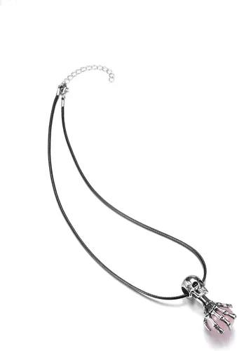 Vista 5 de Jovivi Collar con colgante de bola de cristal envuelto para hombres y mujeres, piedras preciosas naturales, amuleto curativo, collar de cuarzo