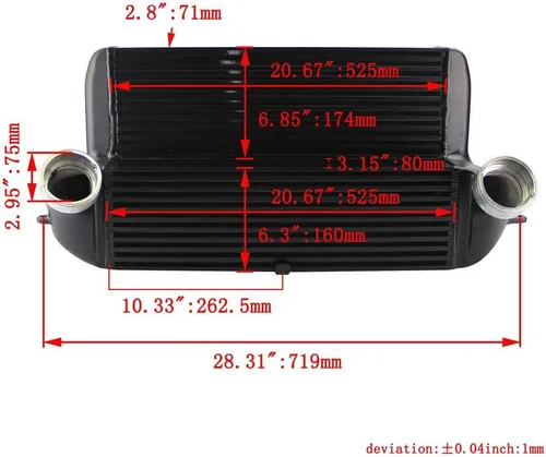 Vista 7 de Intercooler de competición de sintonización se adapta a los modelos BMW X5 o X6 de la serie E y la serie F