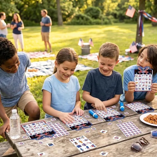 Vista 4 de Joy Bang Juegos de cartas de bingo de 250 aniversario de Estados Unidos para niños y adultos, celebra Estados Unidos 250 años, 250 aniversario