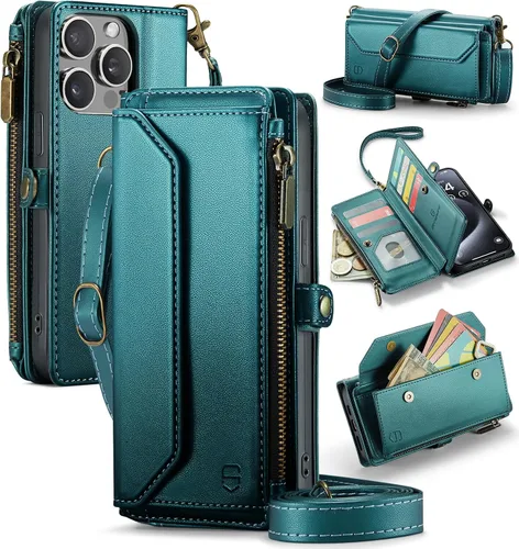 Vista 27 de Strapurs - Funda magnética desmontable para iPhone 15, color negro Compatible with Magsafe, Crossbody Wrist Strap, RFID Blocking 9-Card Holder