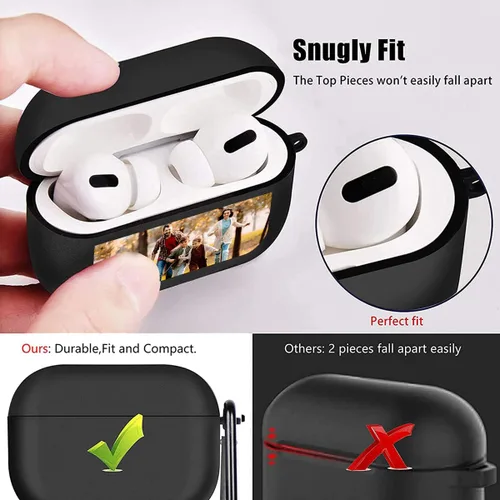 Vista 3 de Funda personalizada compatible con AirPods 3 con llavero, personaliza tu foto, texto, nombre para hombres y mujeres
