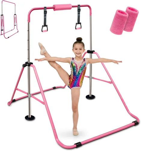 Vista 11 de Triclicks Barra de gimnasia plegable para niños, altura ajustable, barra de entrenamiento junior, barra de entrenamiento horizontal expandible