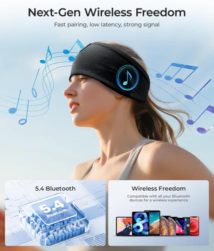 Vista 5 de ink-topoint Auriculares para dormir con diadema Bluetooth, auriculares Negro