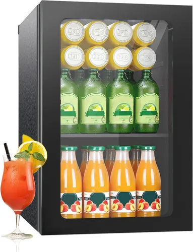 Vista 11 de Erivess - Refrigerador compacto independiente para bebidas, mini refrigerador para 24 latas/0.9 pies cúbicos con puerta frontal de vidrio reversible