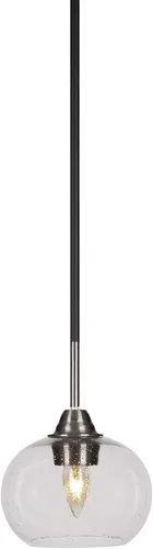 Vista 189 de Toltec Lighting Paramount - Mini colgante de 1 luz en acabado negro mate con cristal de arte perla de 7 pulgadas y estilo negro