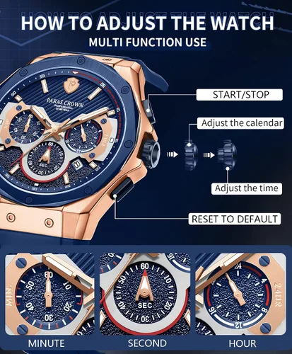 Vista 5 de Paras Crown - Reloj deportivo para hombre, reloj militar para hombre, resistente al agua