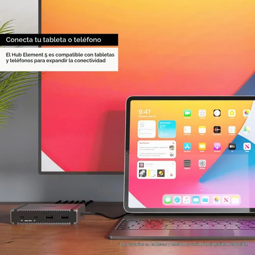 Vista 8 de CalDigit E5 - Hub Thunderbolt 5 Element 5 - 9 puertos, 4x puertos Thunderbolt 5/USB4 v2, 3x USB-A y 2x USB-C de 10 Gb/s, pantallas de 8K individual