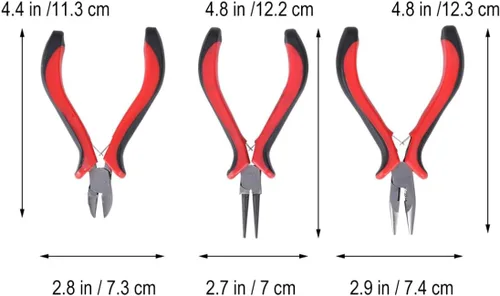 Vista 2 de Jewelry Pliers Set Metal 3 Pieces for Making and Household Repairs