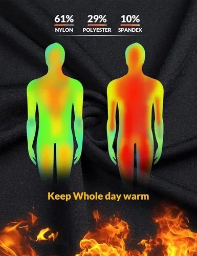 Vista 4 de BALEAF Ropa interior térmica para hombre, sin costuras, cálida, atlética, de secado rápido, capa base para clima frío