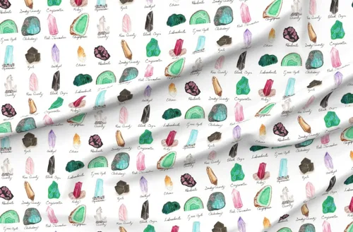 Vista 4 de Spoonflower Tela: cristales de piedra mineral de acuarela, piedras preciosas de la edad impresas en tela de gasa, cuarto de gordo, costura de moda
