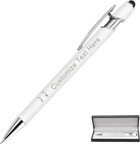 Vista 96 de Bolígrafos personalizados a granel con punta de lápiz capacitivo, 12 bolígrafos personalizados con logotipo de mensaje con nombre, bolígrafos