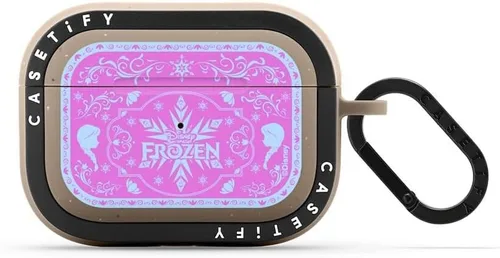 Vista 37 de CASETiFY AirPods Pro (1ª/2ª Gen) Estuche Bounce con Anillo [Colaboración Frozen] - Copo de Nieve de Anna - Taupe Mate