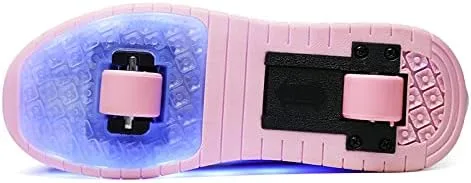 Vista 3 de Yogeeft Kids Shoes with Double Wheels - Upgraded Kids Roller Shoes for Gifts, Retractable Wheels Skateboarding Shoes for Boys Girls Sneakers Light