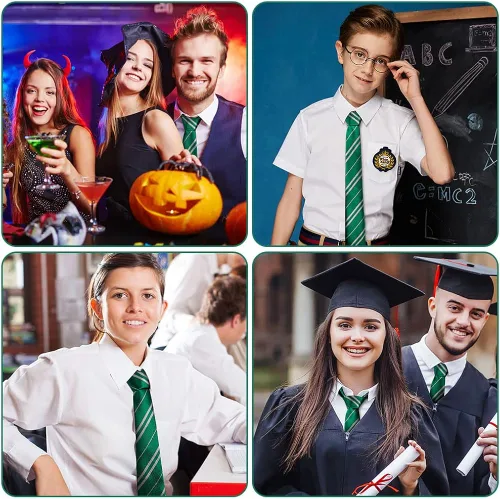 Vista 5 de AOMIG - Corbata escolar de mago, corbata a rayas para disfraz de fiesta, uniforme escolar para niños y niñas